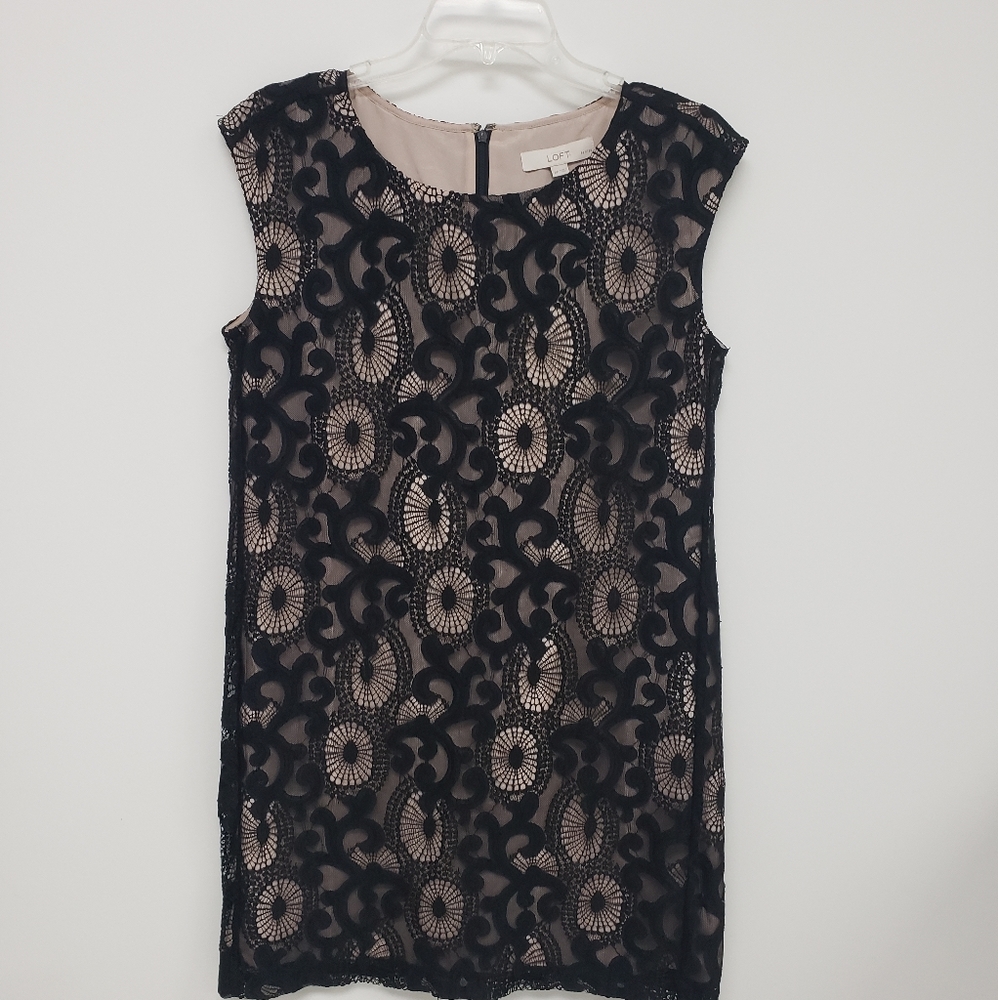 Ann Taylor LOFT Black Lace Shift Dress